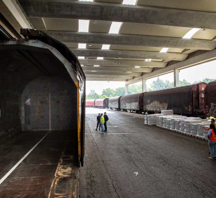 Loading train in Parma Italy