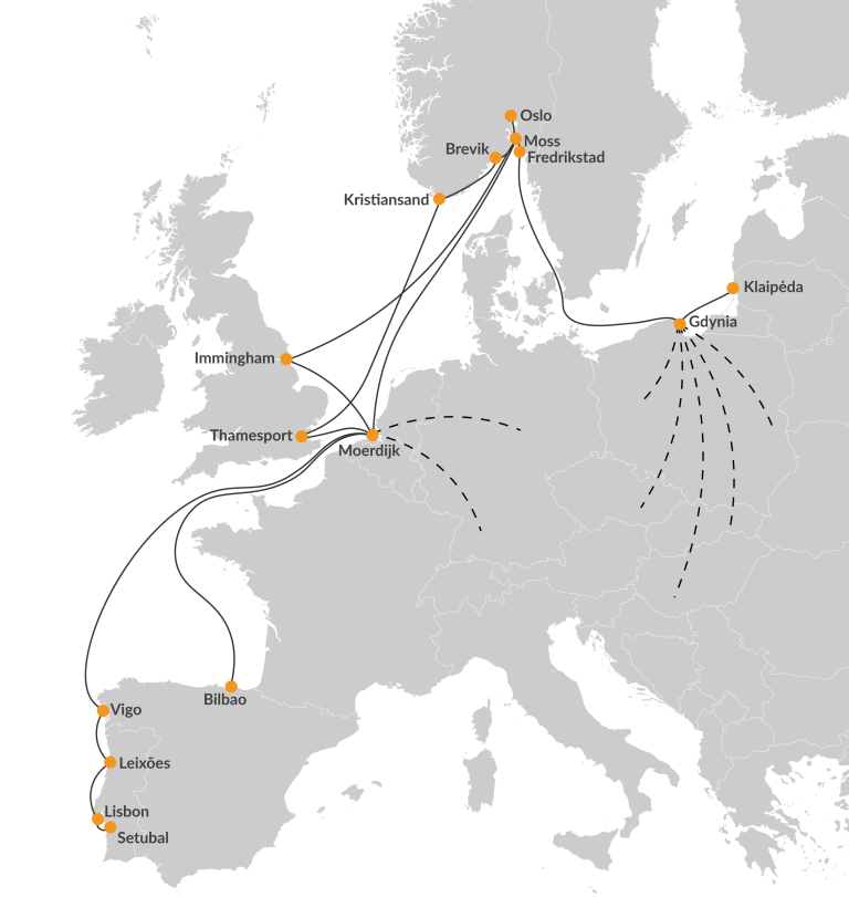 destinations for short sea shipping